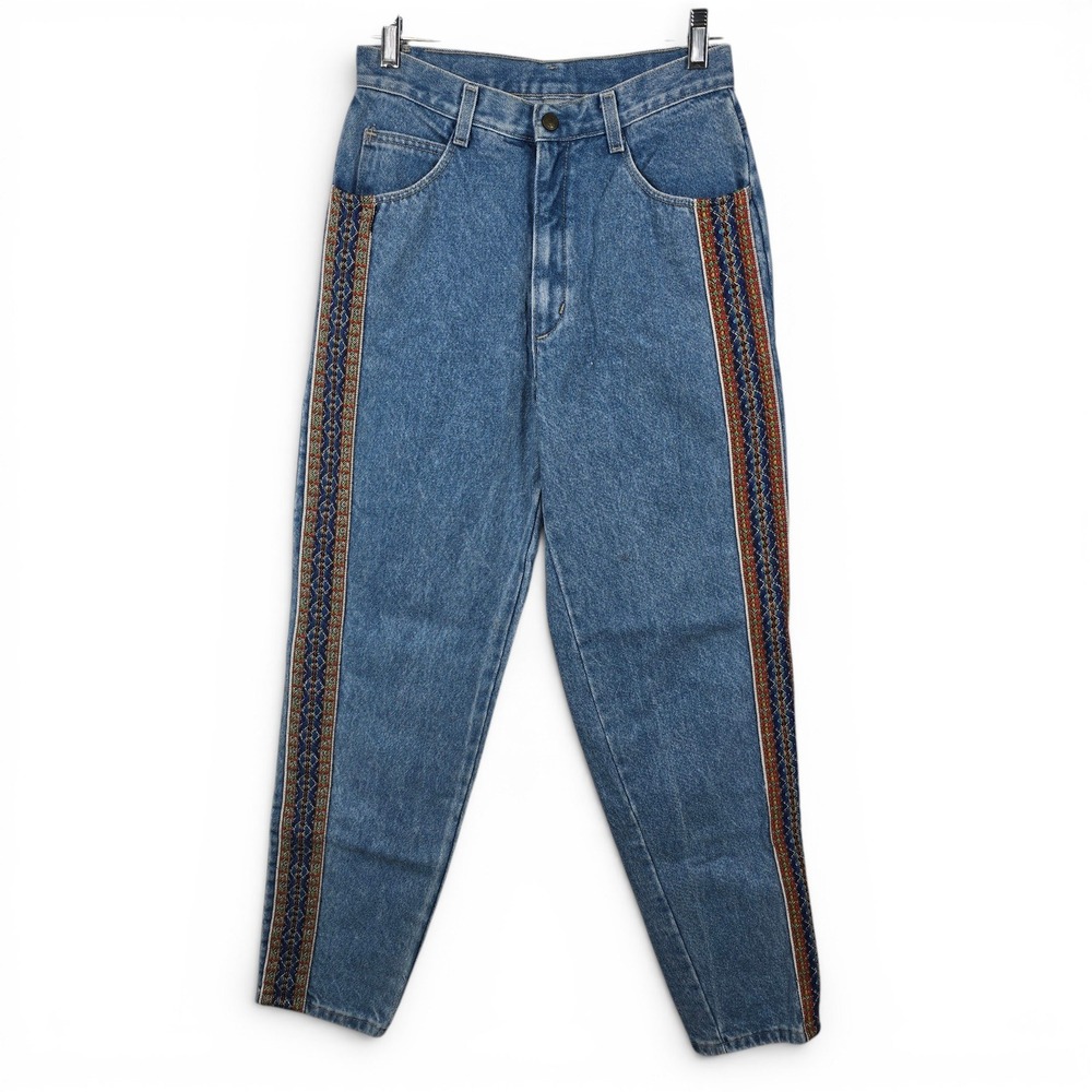 Vivaldi Jeanswear Womens Vintage 90s High Rise Embroidered Side Stripe‎ Jeans 10